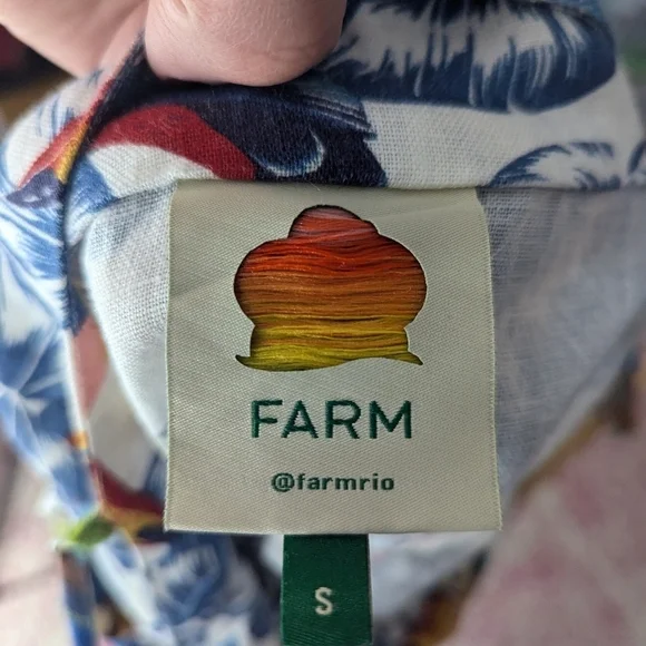 Farm Rio tropical parrot bird safari flying toucans open back dress womans small - Picture 8 of 8